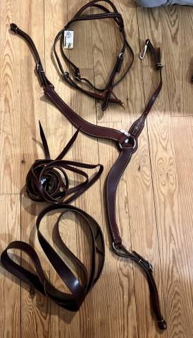 Lot Western COMPLET 100% Cuir Neuf MONTANA (Filet, Bric