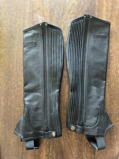Mini-chaps Equith&egrave;me cuir noir taille M