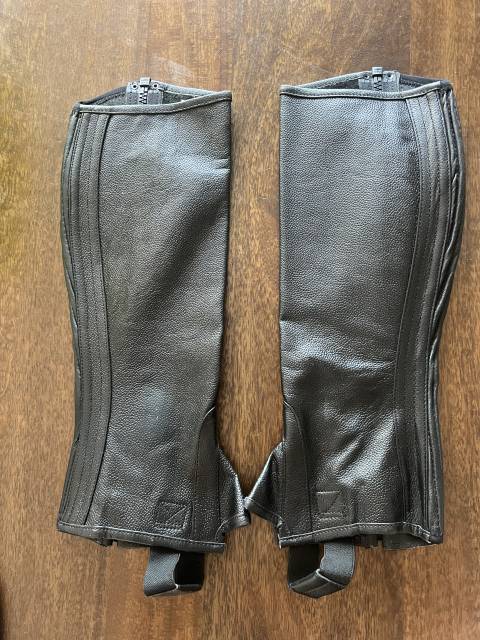 Mini-chaps Equith&egrave;me cuir noir taille M
