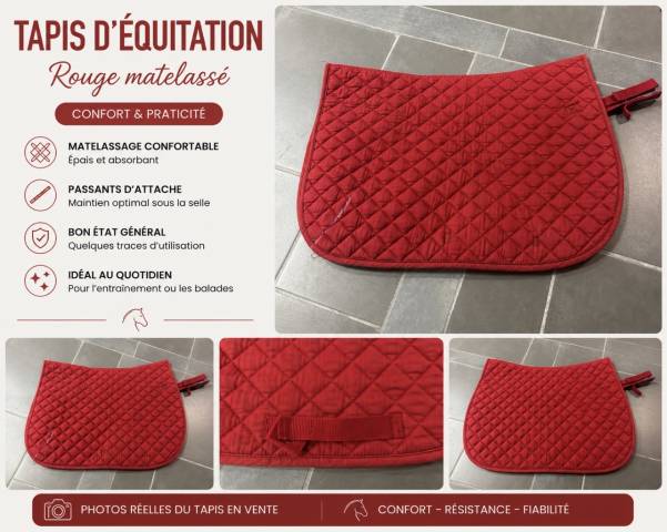 Tapis de selle rouge matelass&eacute; &ndash; &Eacute;l&eacute;gant & confortable