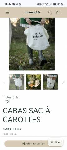Ensemble Mut&eacute;moi - Tee-shirt  Le bonheur et sac &agrave; carottes