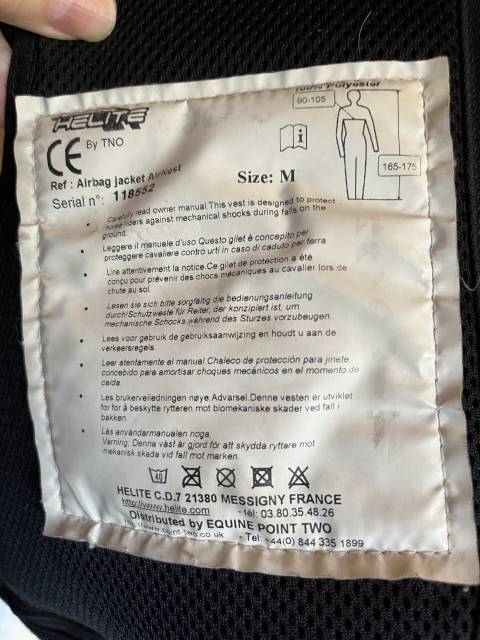 Gilet Airbag pour l'&eacute;quitation