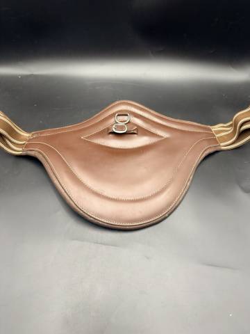 Sangle bavette Harcour en cuir marron &ndash; &eacute;lastiques