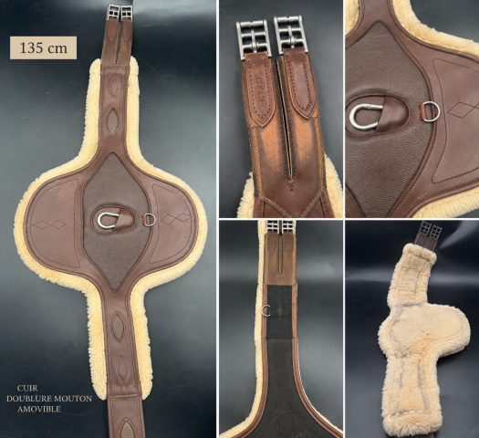 Sangle bavette d&rsquo;&eacute;quitation marron 135 cm