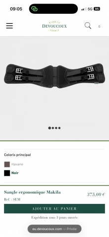 Sangle ergonomique noire Devoucoux 