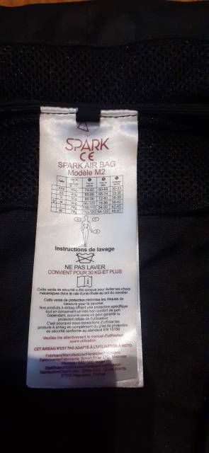 Gilet airbag SPARK M2 adulte taille M