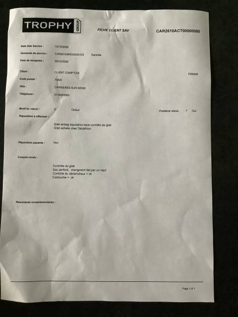 Gilet airbag SEGURA C-Protect Air  S/XS  revis&eacute; SAV