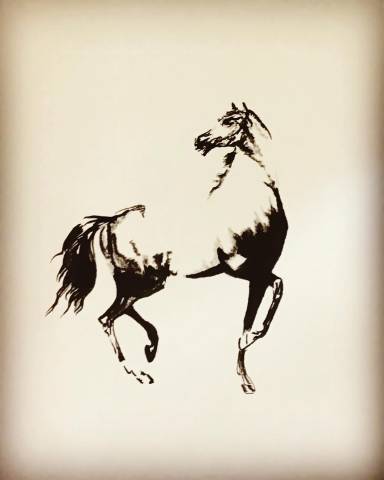 Tableaux de chevaux, poneys, ânes , chien 