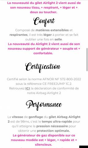 Airbag Airlight 2 Pénélope Noir L tout neuf
