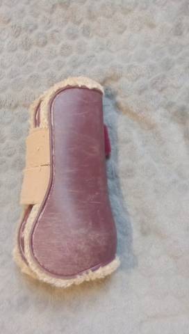 Guêtre taille poney bordeaux moumoute beige