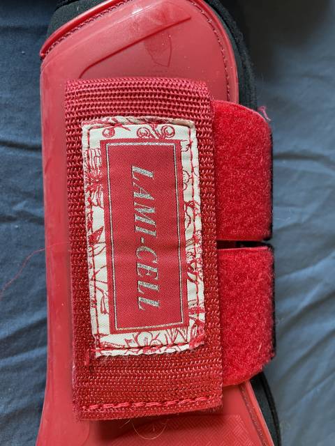 Ensemble guêtres et protèges-boulets rouges