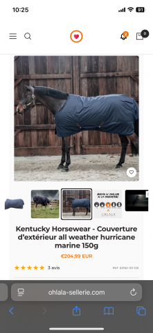 Couverture imperm&eacute;able Kentucky 150g taille 125