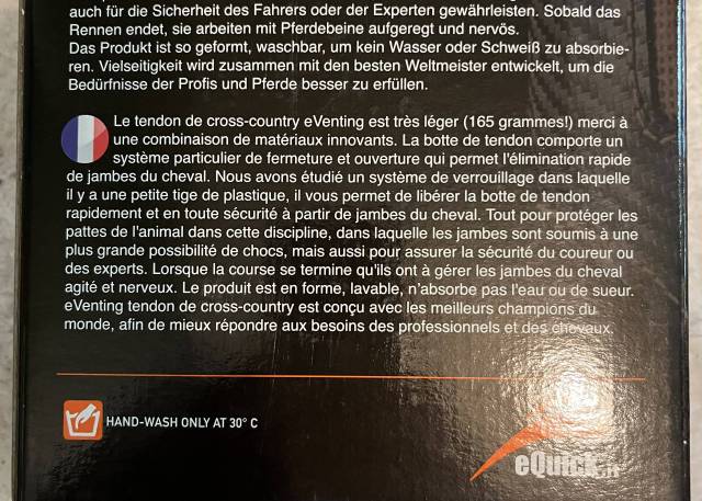 Guetres cross Equick Eventing post&eacute;rieur taille L Neuve