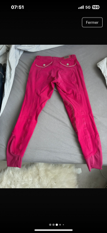 Pantalon equith&egrave;me rose Fuschia XS