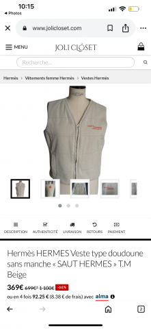 Doudoune sans manche Hermès 