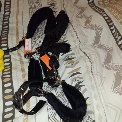 Licol long strass noir 