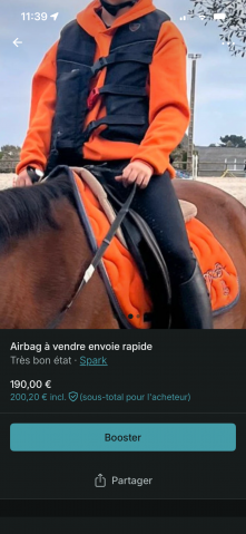 Airbag &eacute;quitation Spark, taille XS