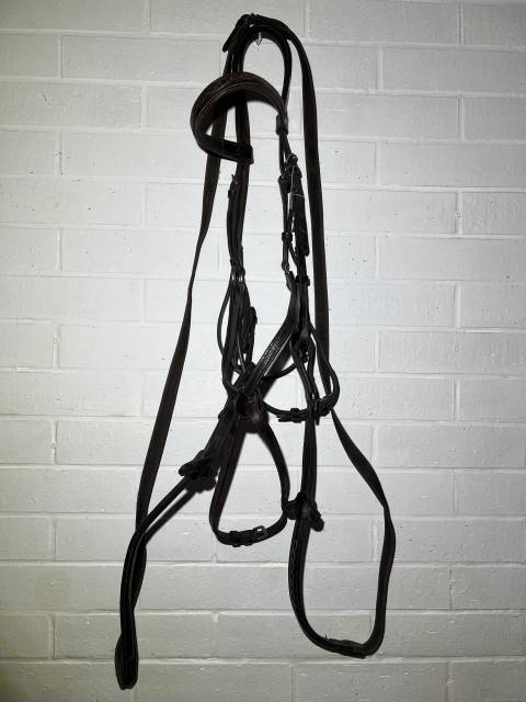 Filet bride bridon cheval muserolle crois&eacute;e  bonne &eacute;tat