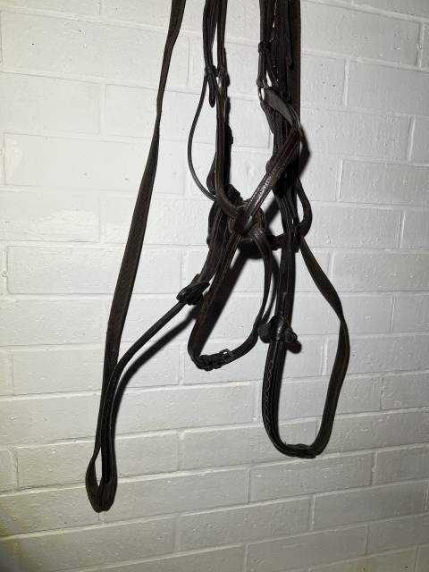 Filet bride bridon cheval muserolle crois&eacute;e  bonne &eacute;tat