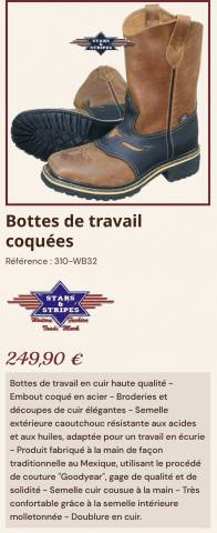 Bottes de travail coqu&eacute;es western 