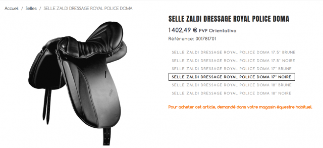 Selle dressage rando Zaldi royale police 17.5''