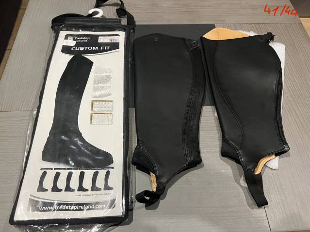 Mini chaps neuf cuir noir d&rsquo;&eacute;quitation mixte femme 