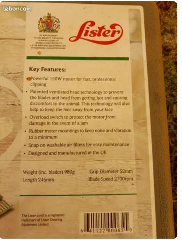 Tondeuse Lister Legend