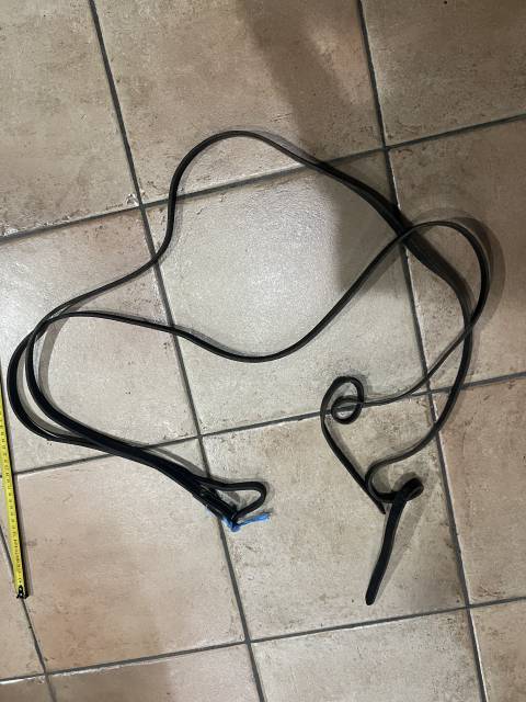 R&ecirc;nes ouverte Western split reins  Cuir noir lisse 