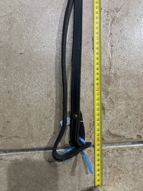 R&ecirc;nes ouverte Western split reins  Cuir noir lisse 