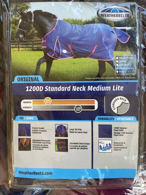 Couverture Weatherbeeta 1200D medium lite 100gr 150cm 