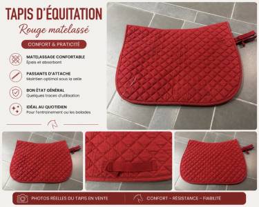 Tapis de selle rouge matelassé – Élégant & confortable