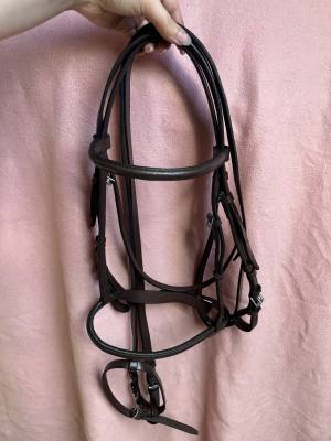 Ensemble bridon demi rond + rênes lisses T. Poney havan