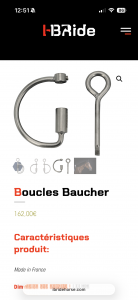 Anneaux Baucher I-Bride – acier inox – bon état