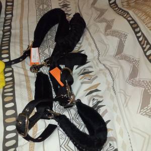 Licol long strass noir 