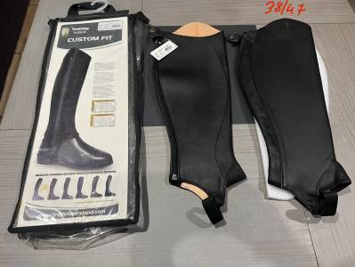 Mini chaps neuf cuir noir d’équitation mixte femme 