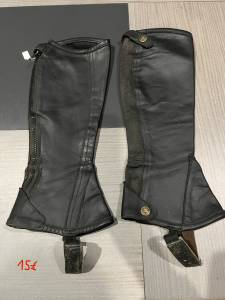 Mini chaps cuir noir d’équitation mixte femme homme    