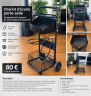 Chariot d&rsquo;&eacute;curie porte-selle en m&eacute;tal noir &ndash; rangement 