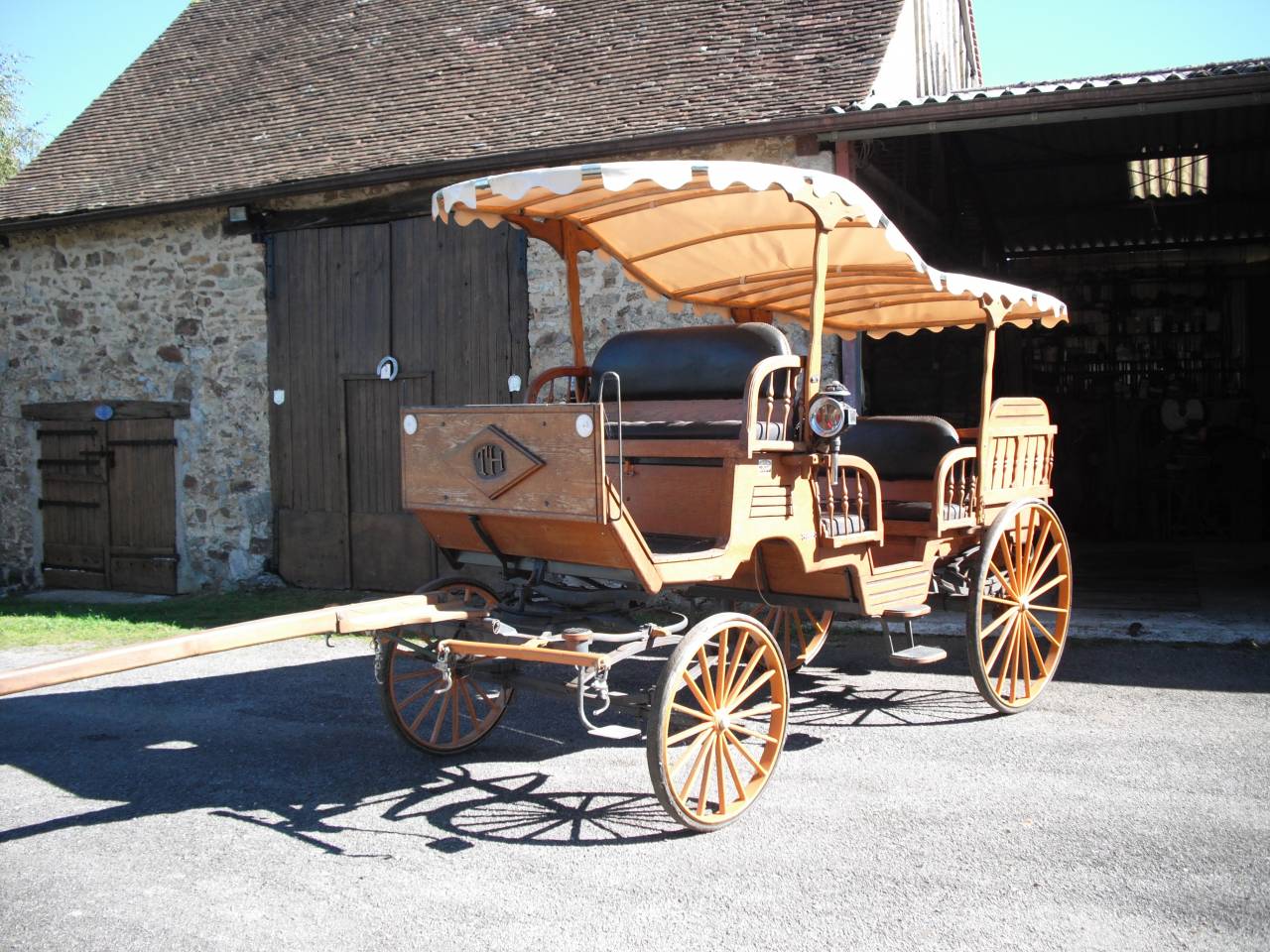 Deux chevaux hongres Mérens et calèche
