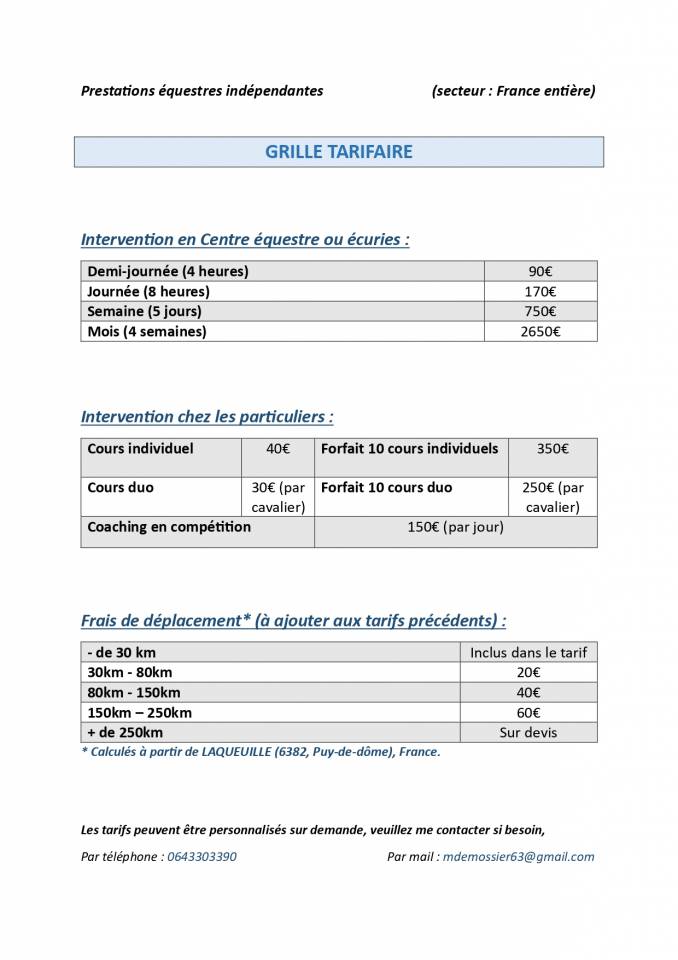 Monitrice ind&eacute;pendante, propose prestations &eacute;questres
