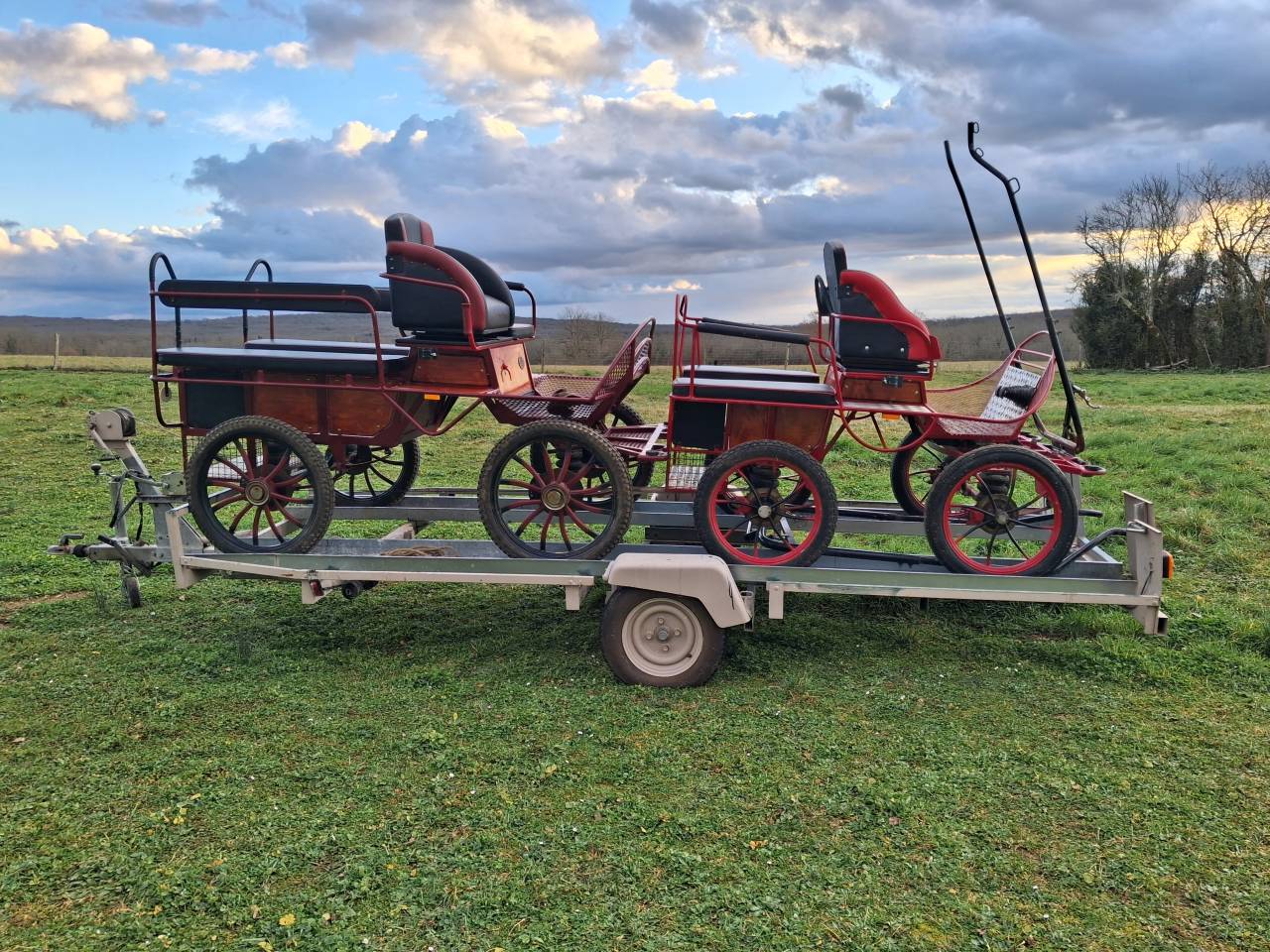 Vends ensemble remorque et cal&egrave;ches 